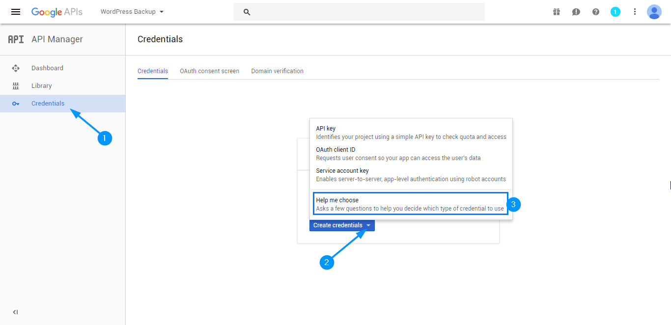 Create credentials to use 