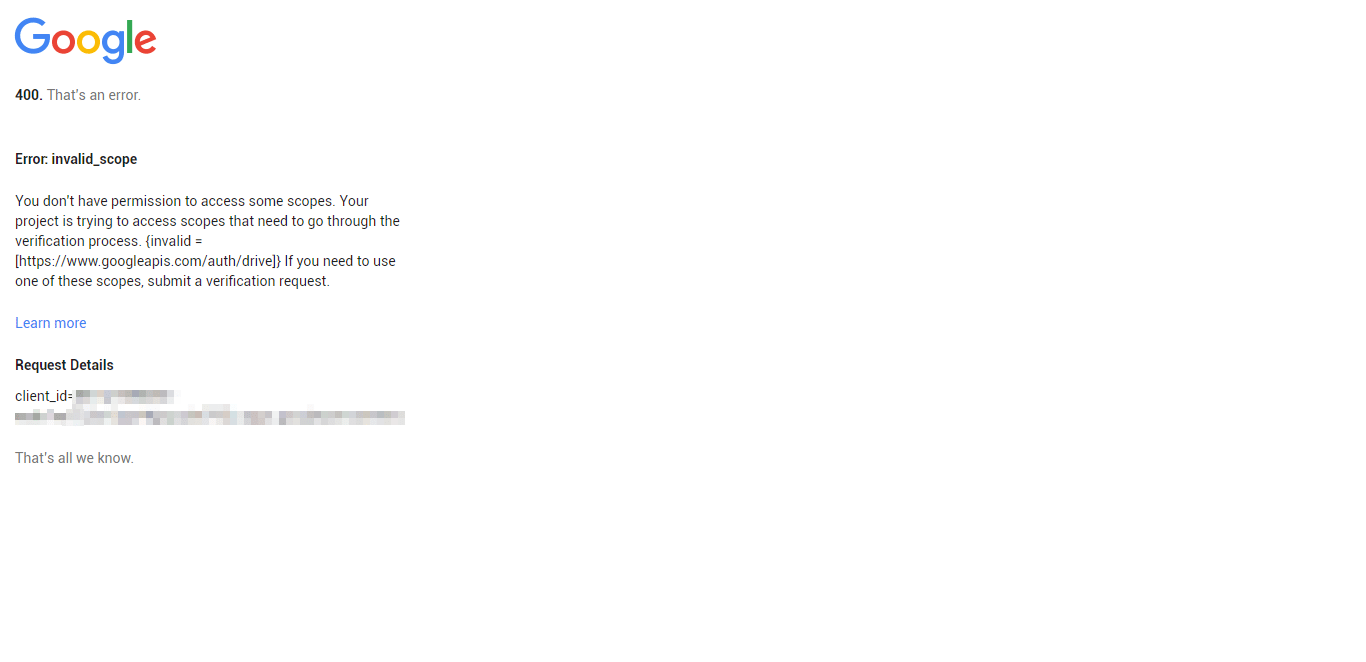 Fix Drive authentication error