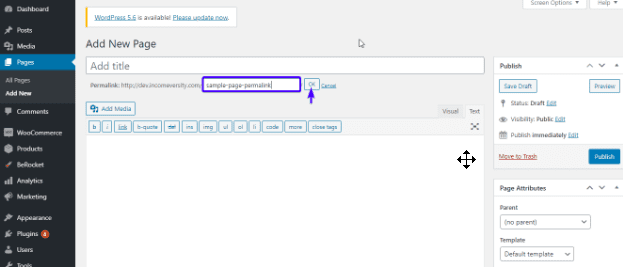Editing page permalink: How to hide page title in WordPress