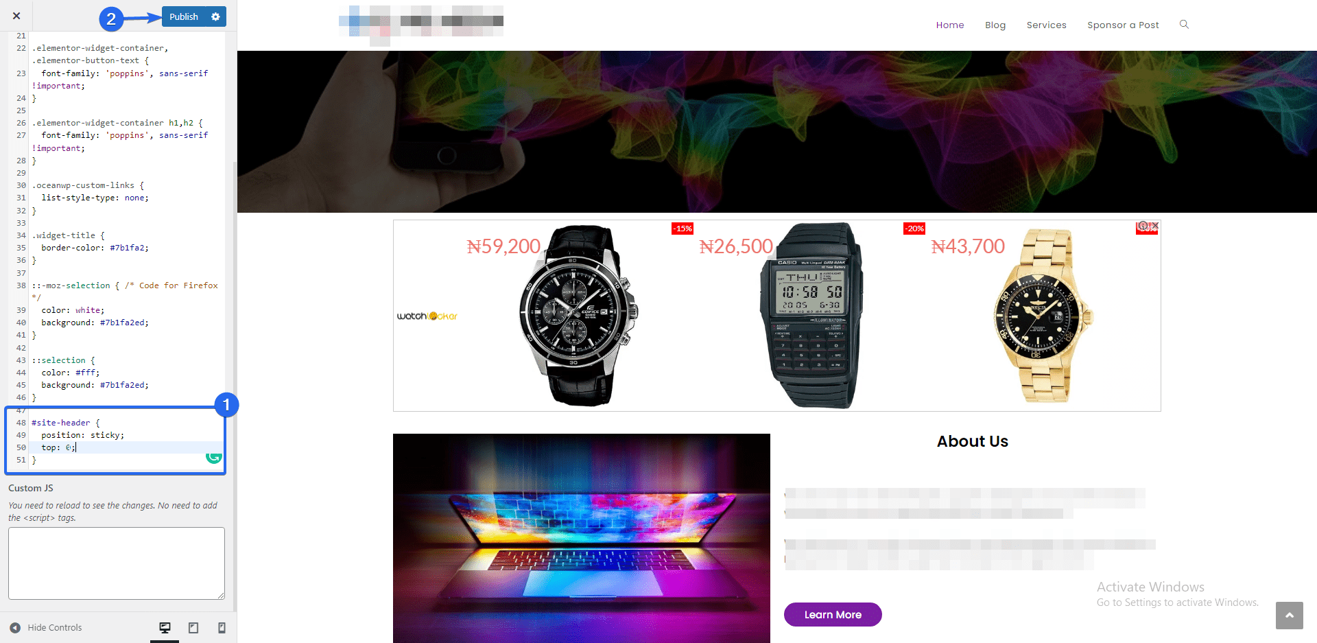 Hoow to implement sticky header using CSS