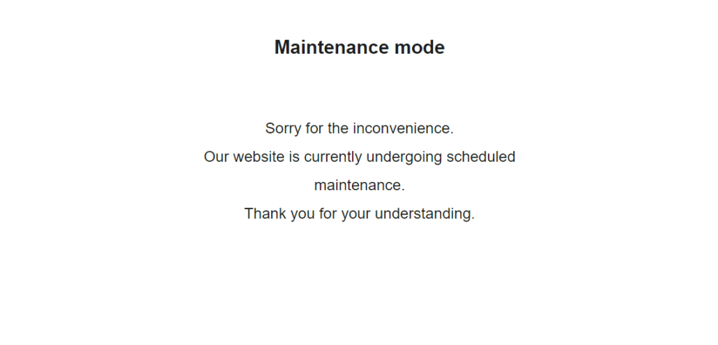 wordpress maintenance mode frontend display
