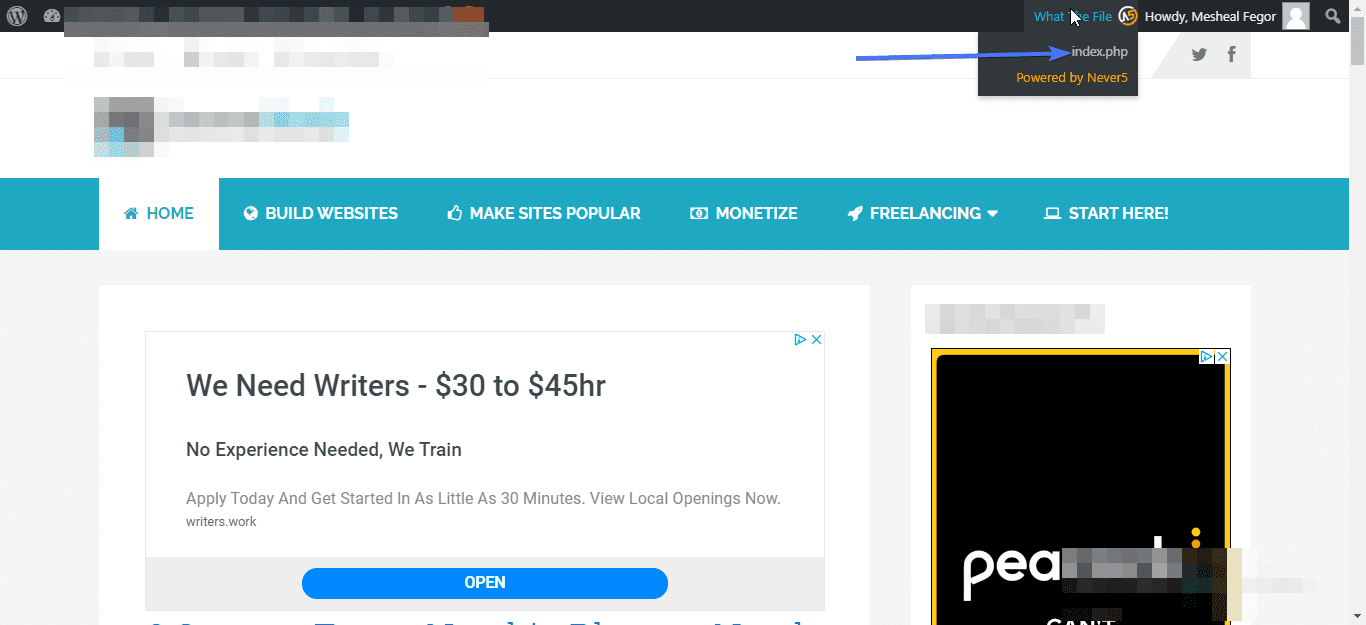 Find template responsible for sidebar below content error
