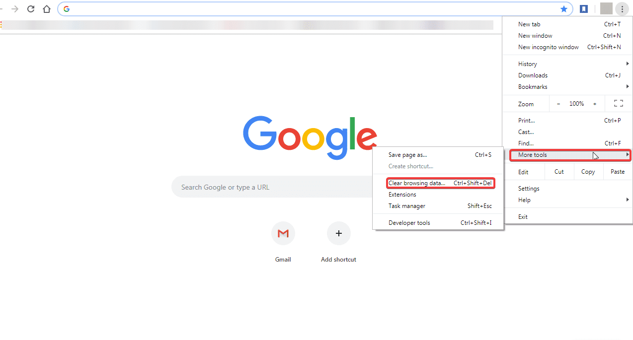 Clear browsing data