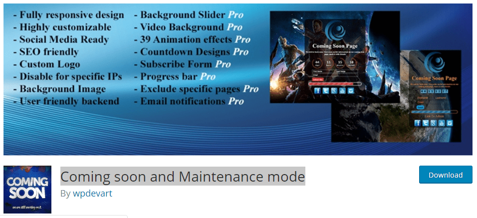 cooming soon and maintenance mode plugin