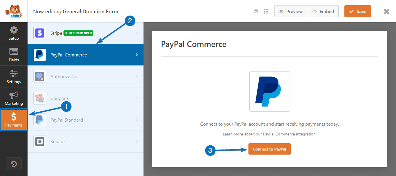 connect addon to Paypal
