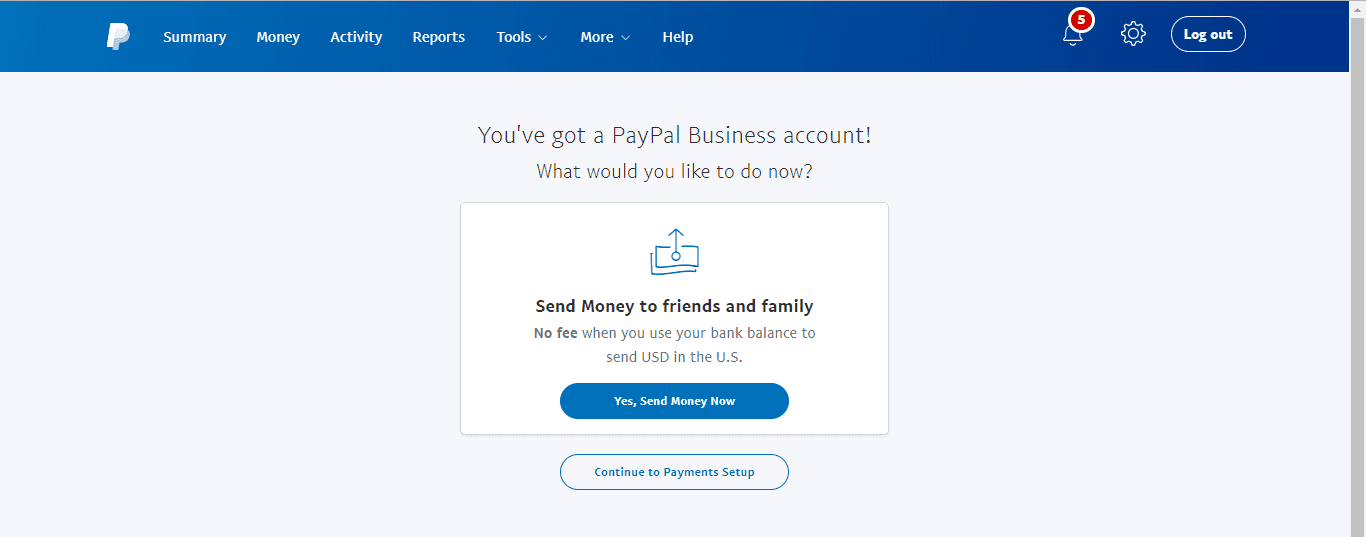 click continue to payments setup