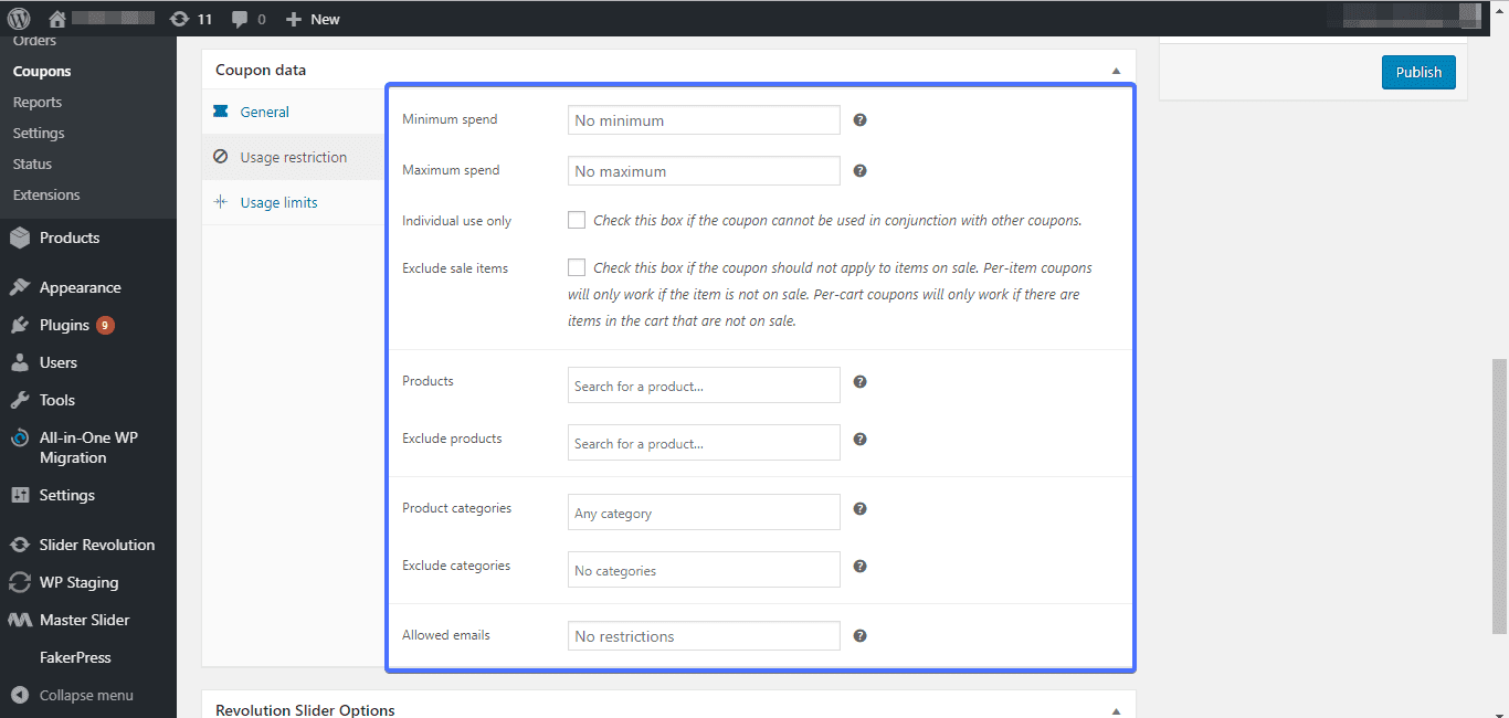 Usage restriction settings