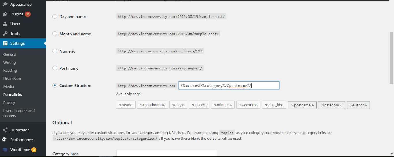 Custom Permalink Structure - WordPress Permalinks