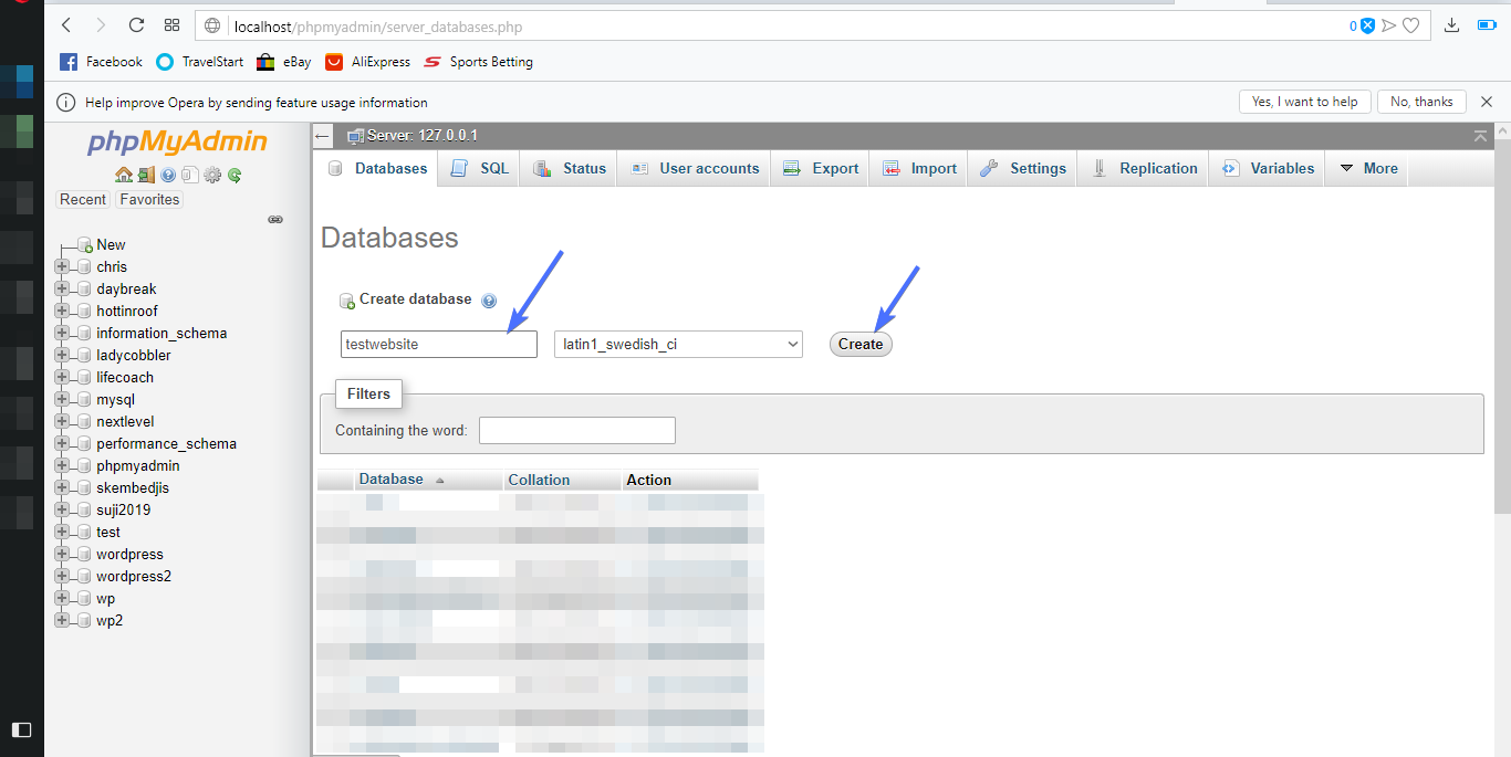 phpMyAdmin: Install WordPress Locally