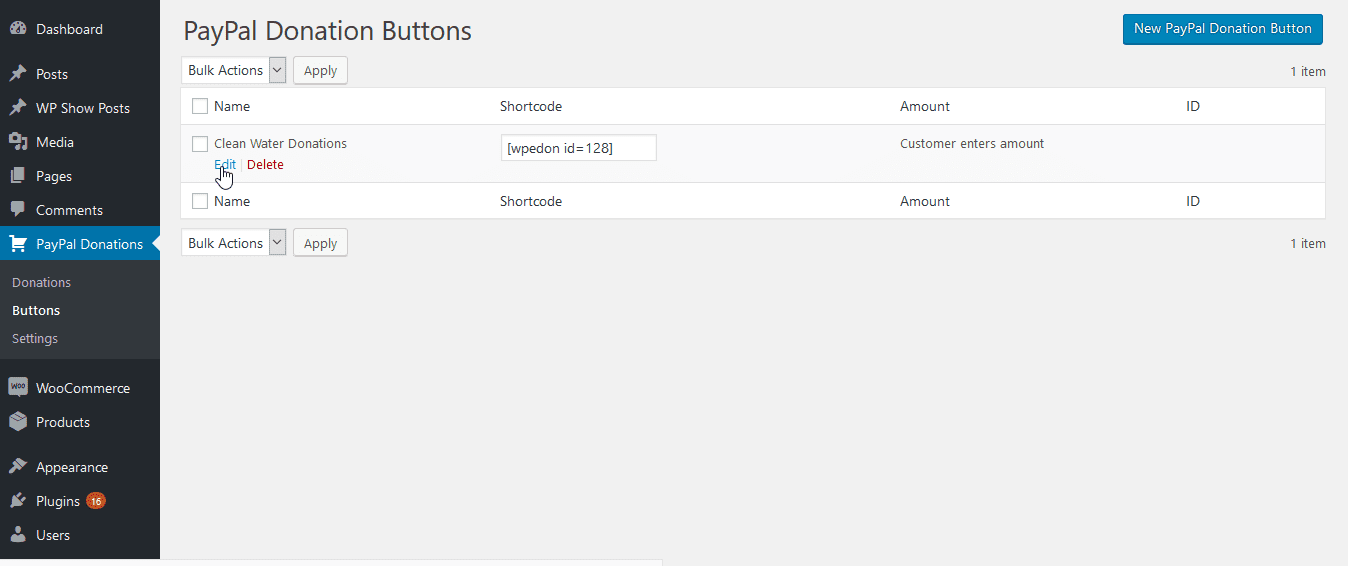 Donation button for PayPal