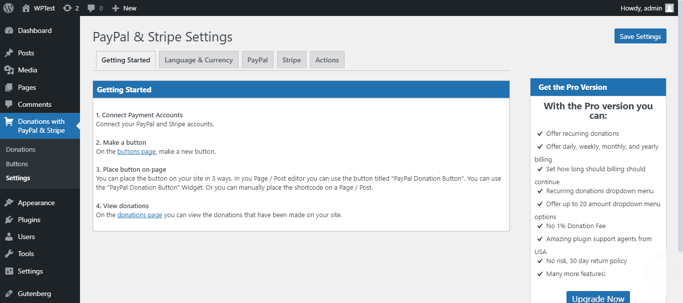 donations with PayPal & Stripe.