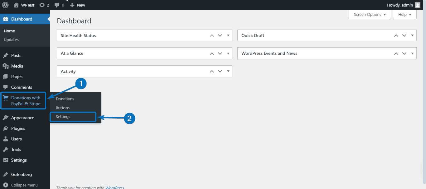 donations with PayPal & Stripe settings