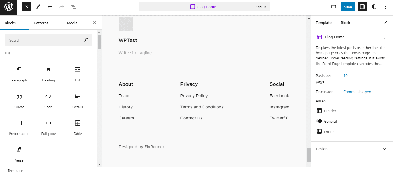 drag and drop footer element