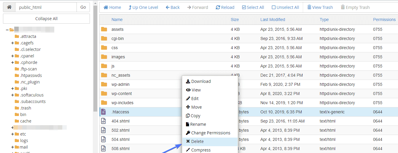 edit htaccess file