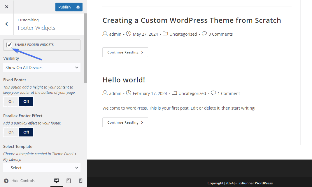 enable footer: How to Edit Footer in WordPress