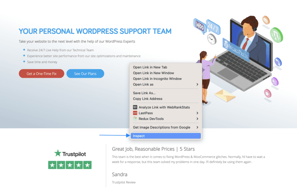 Right click and select Inspect