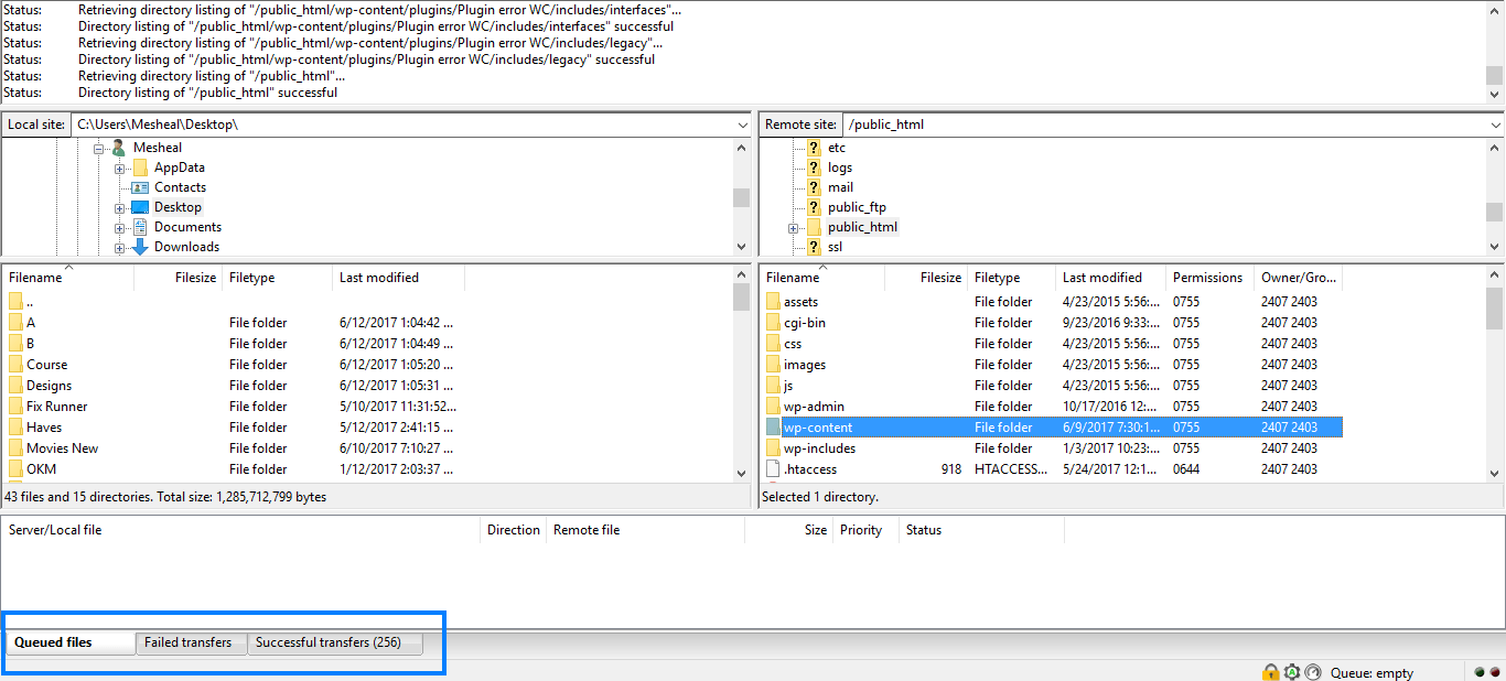 Check if wp-content backup is complete