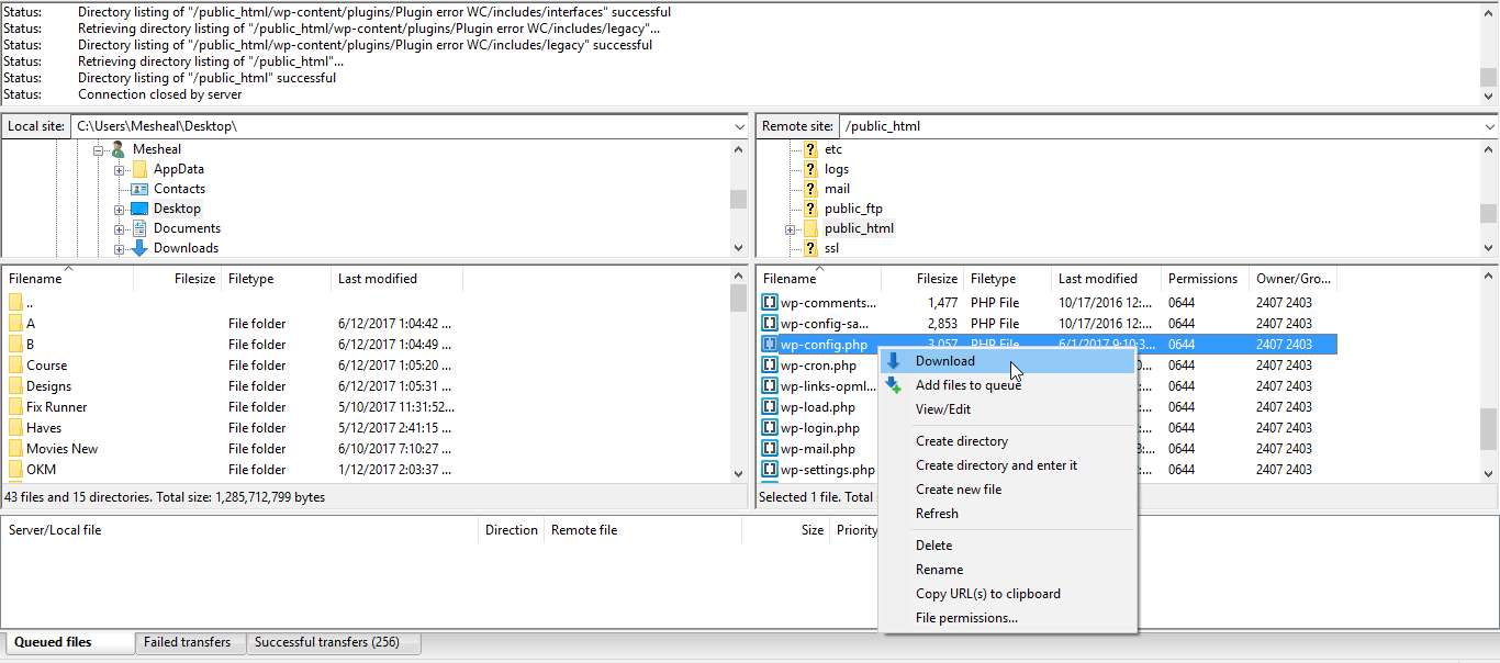 Backup wp-config file