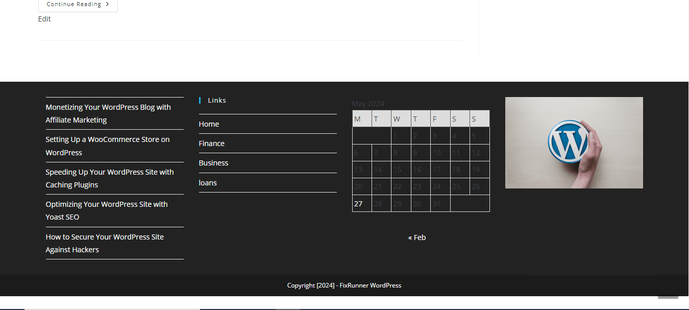 footer with 4 widgets