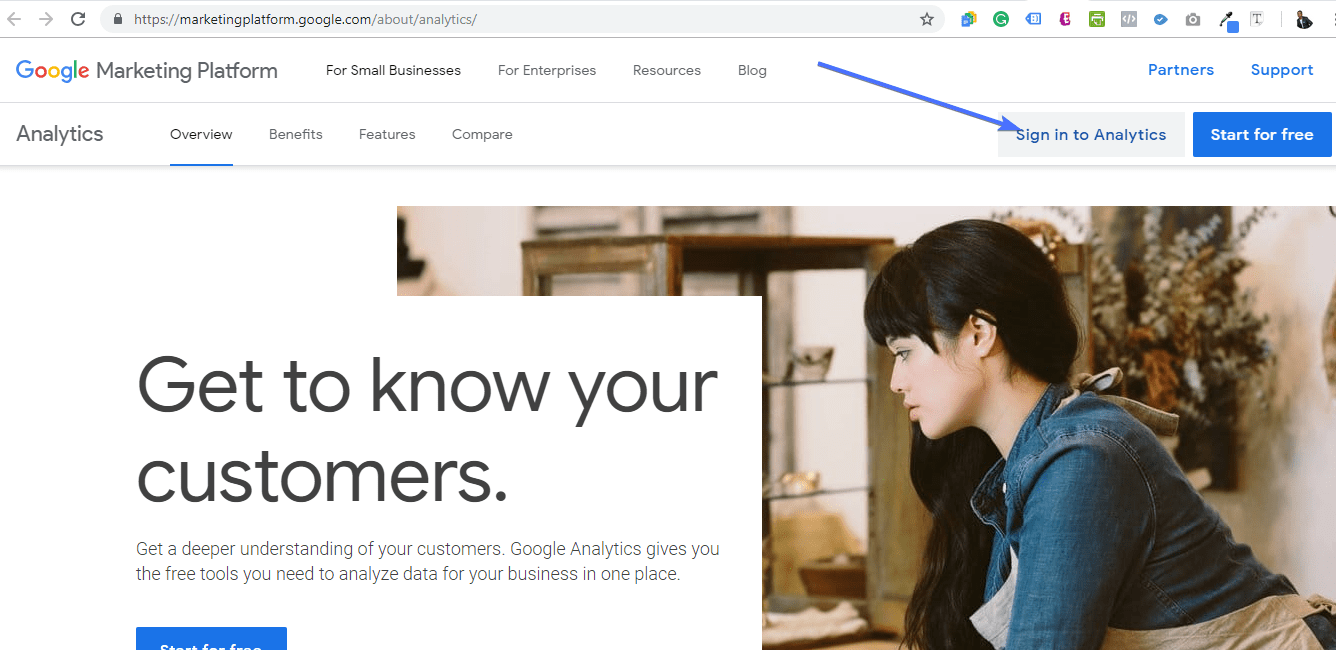sign in to analytics