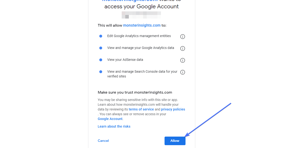allow google analytics tracking id