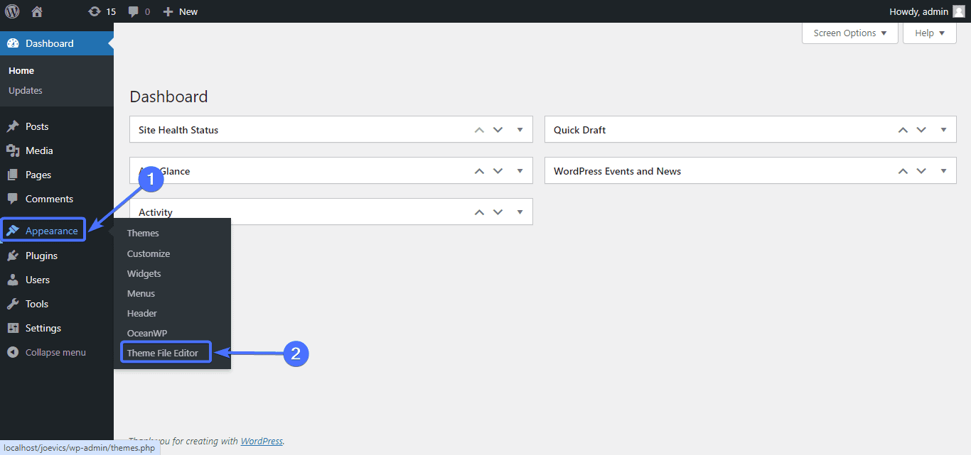 How to Edit Footer in WordPress with theme editor