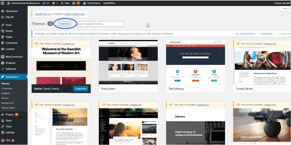 Installing a WordPress them