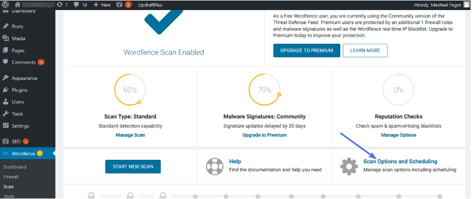 scanning WordPress site