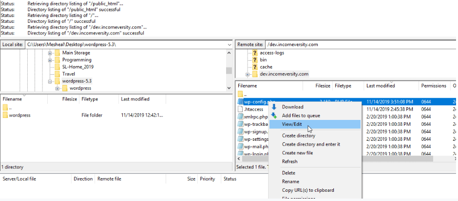 View/Edit WP config file