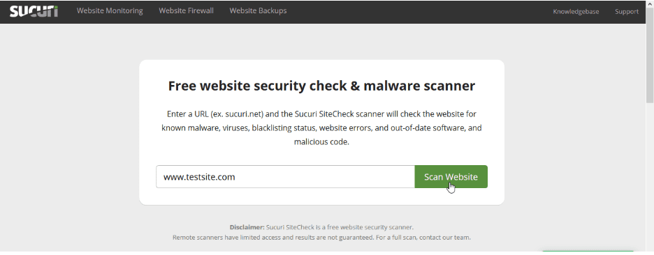 Scanning site with sucuri