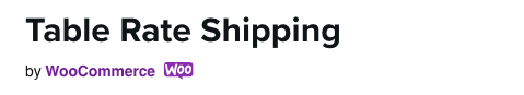 Table Rate Shipping