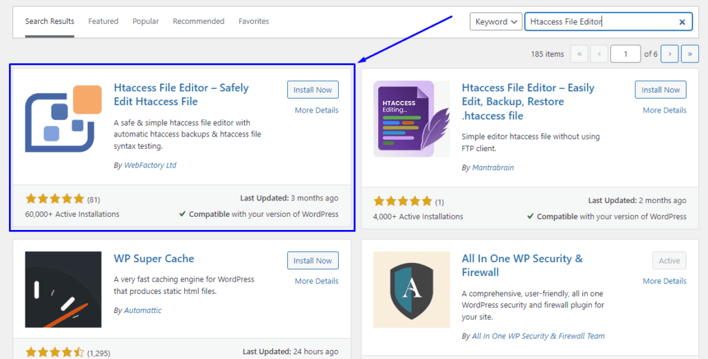 Search for Htaccess File Editor