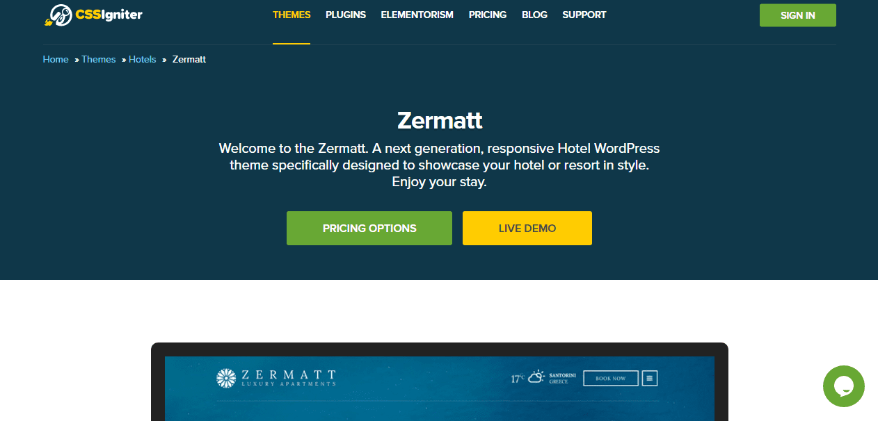 Zermatt - WordPress Hotel theme