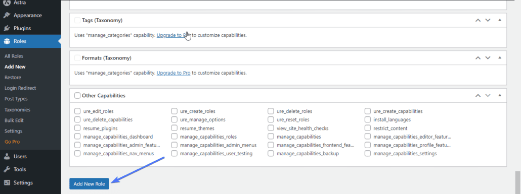 Add new role WordPress access control