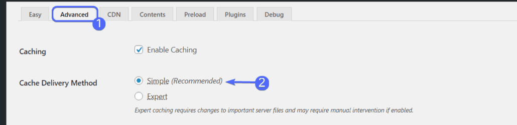 WP Super Cache: Advance settings