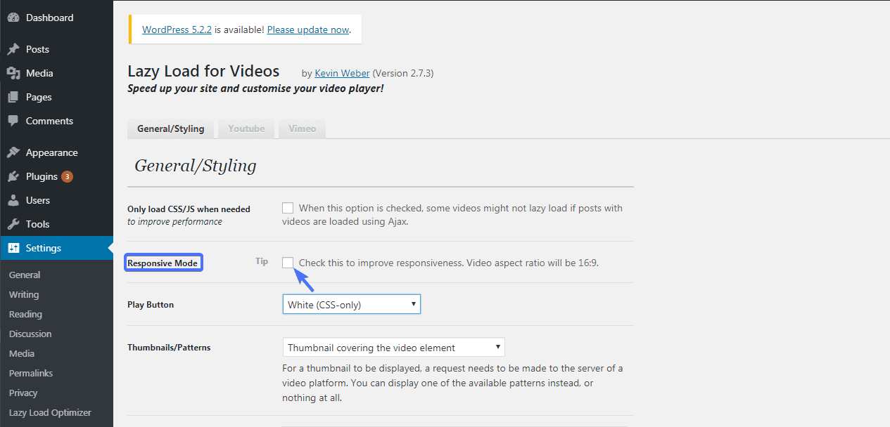 Lazy Load settings
