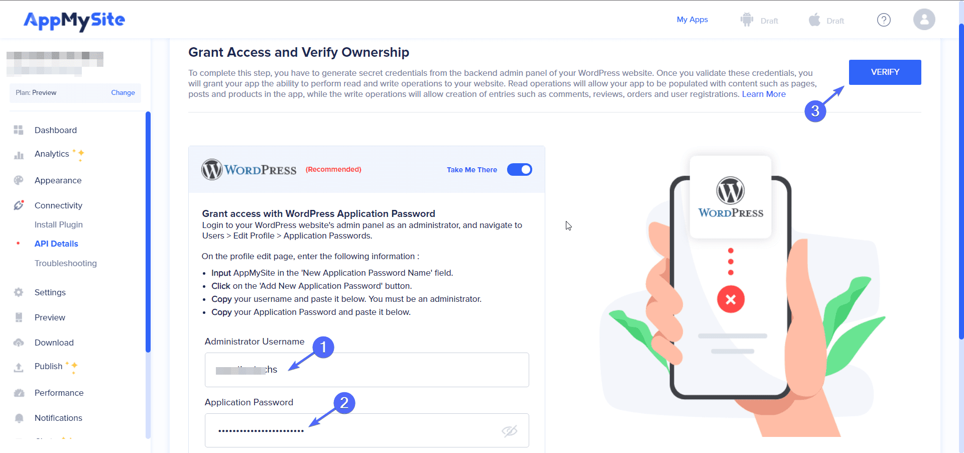 Wordpress to app builder