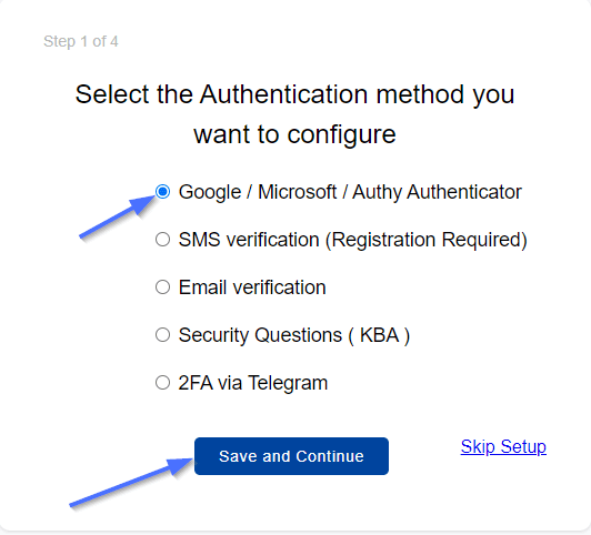 Select authentication method to prevent DDoS attack
