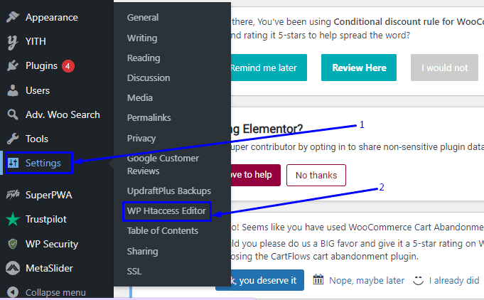 Access plugin setting's page