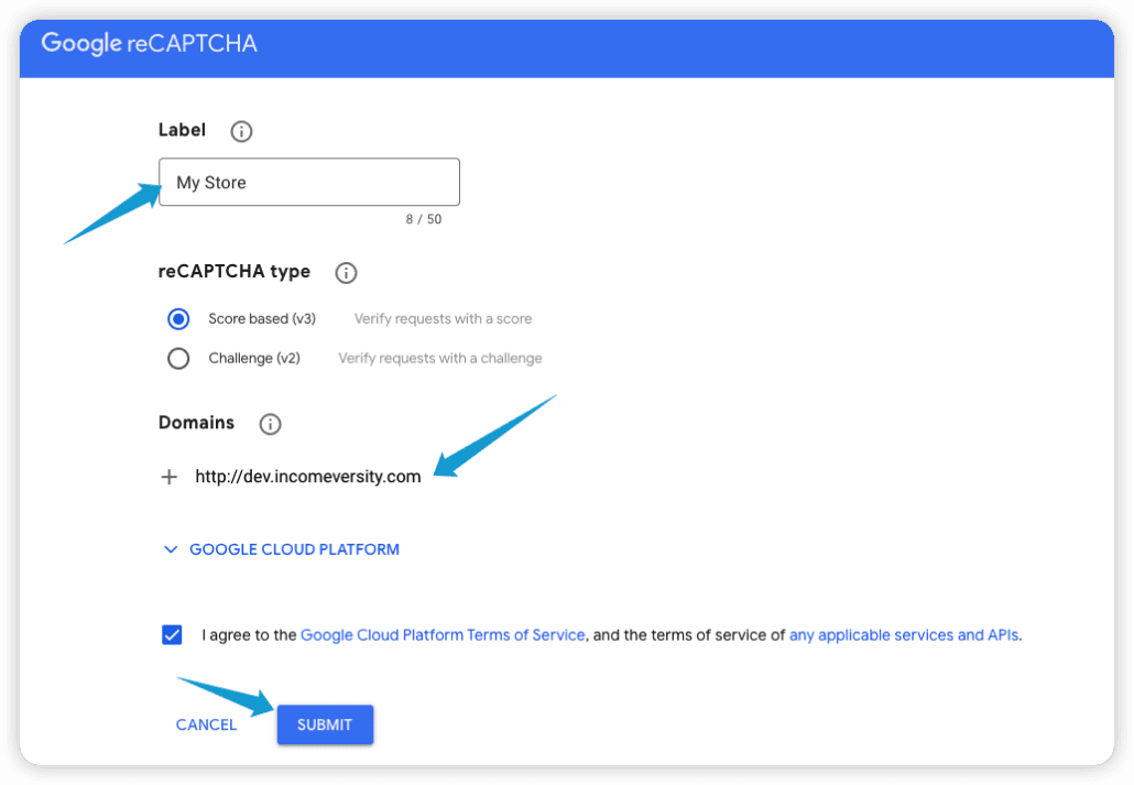 Submit to register changes