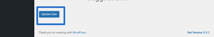 Click Update User button