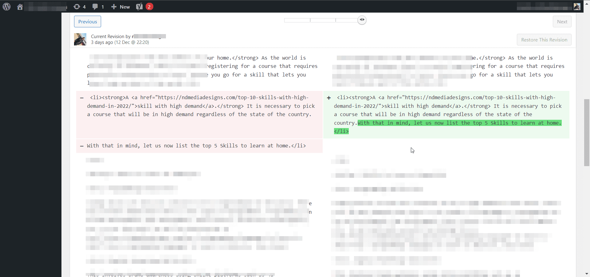 Highlighted Revisions