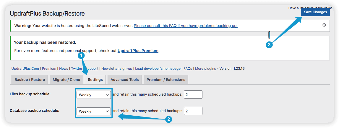 Click on the Save Changes button - wordpress deleted pages
