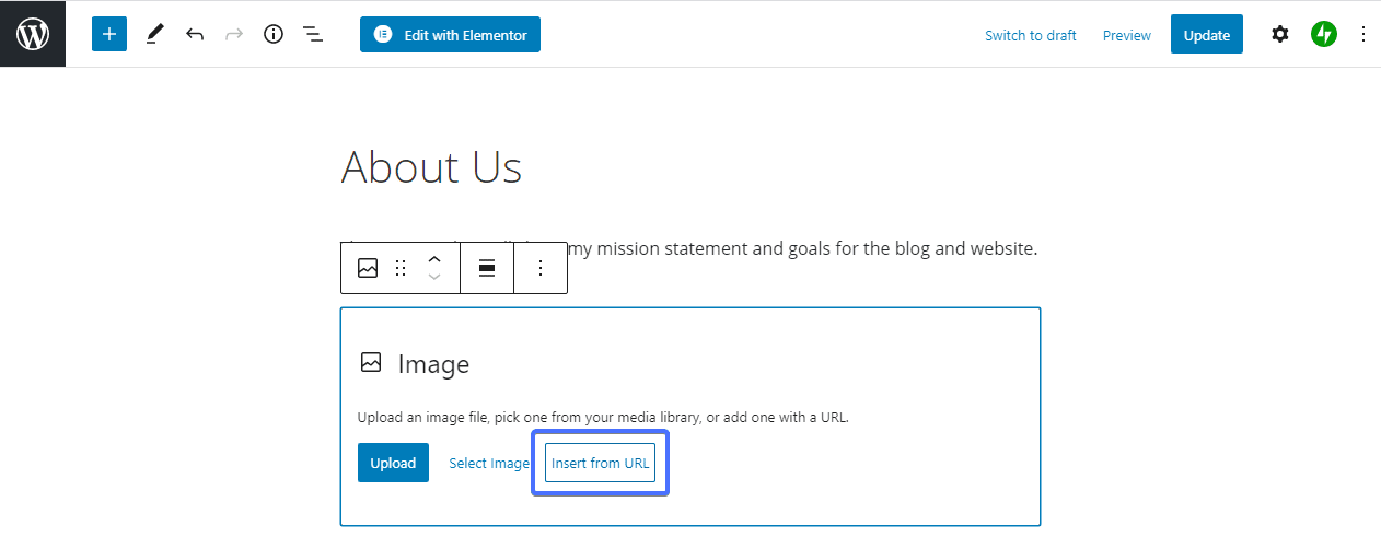 Click 'Insert from URL' - WordPress GIF
