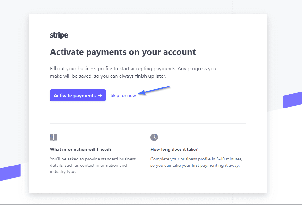 Skip account activation