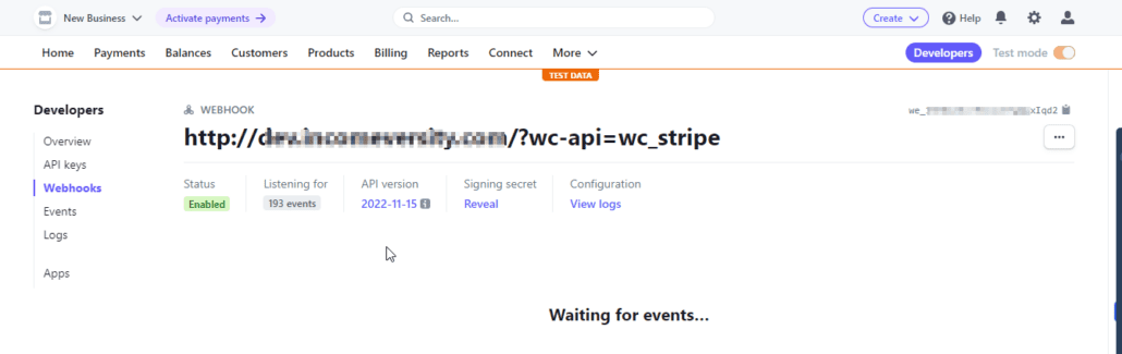 Webhooks menu
