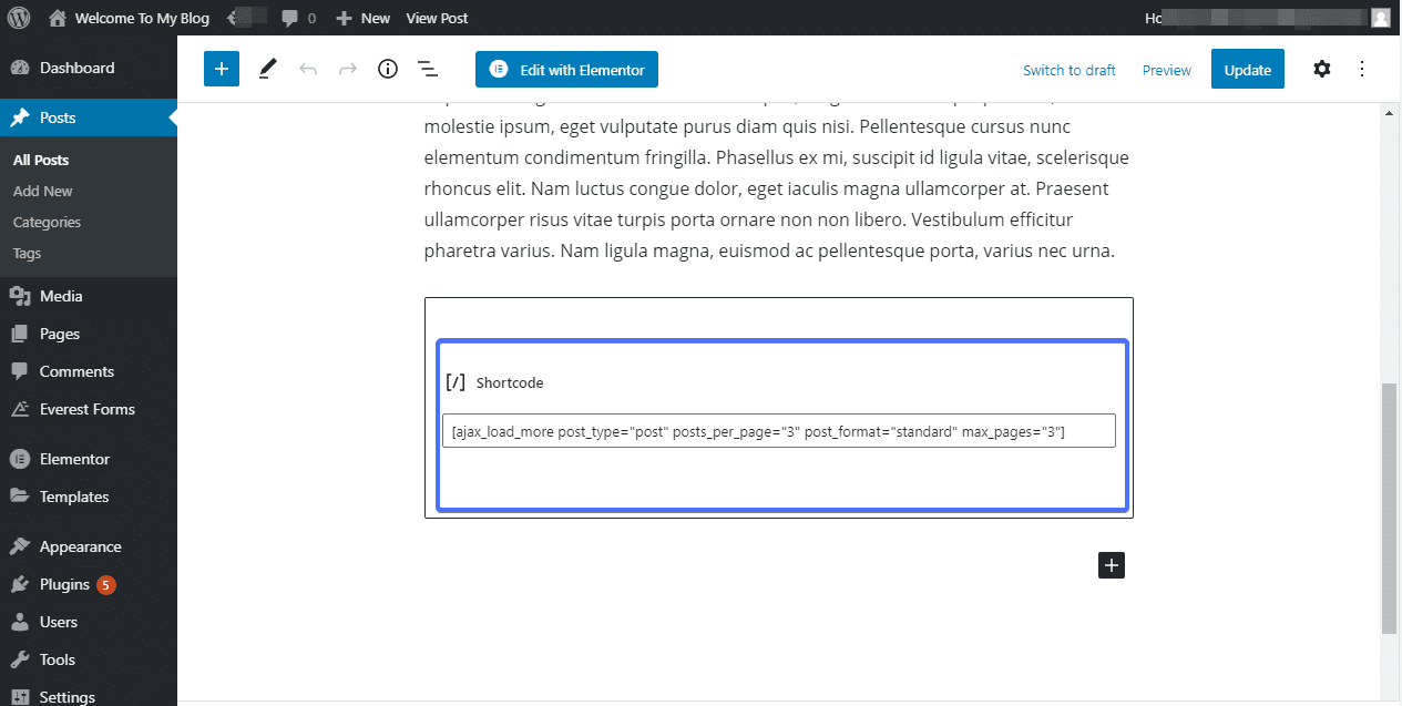 Paste WordPress infinity scroll