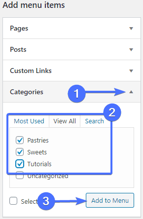 Add Categories to Navigation Menu