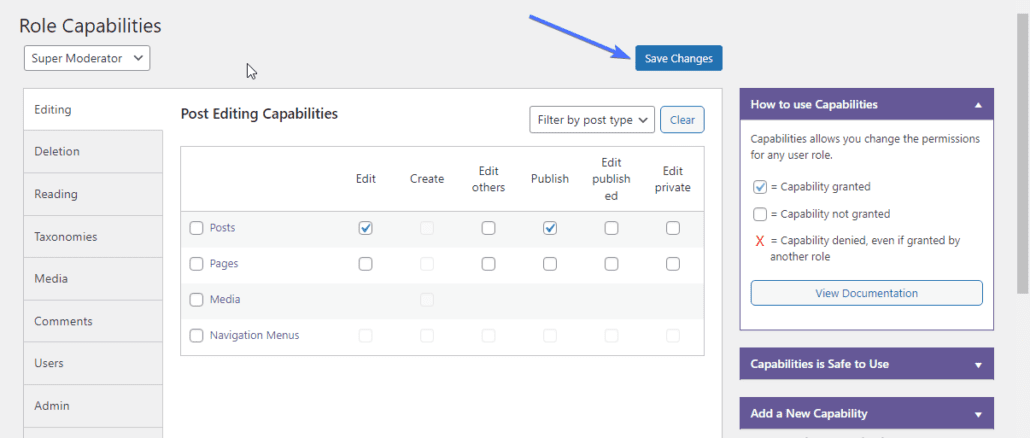 New user role created- WordPress access control