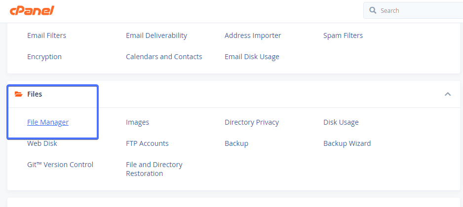 Open File Manager from cPanel